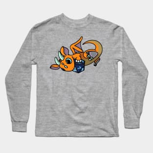 Flying Cute Orange and Blue Dice Goblin Dragon Baby Long Sleeve T-Shirt